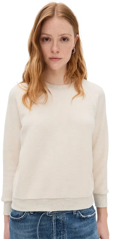 Perfectwhitetee Ziggy Inside Out Fleece Long Sleeve Shrunken Crewneck Sweatshirt Oatmeal In Beige