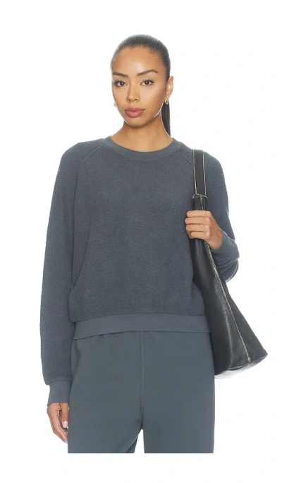 Perfectwhitetee Ziggy Inside Out Fleece Long Sleeve Shrunken Crewneck Sweatshirt In Blue