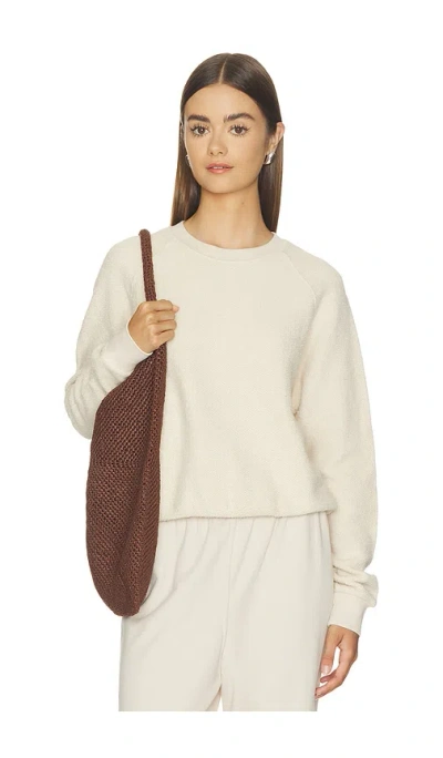 Perfectwhitetee Ziggy Inside Out Fleece Long Sleeve Shrunken Crewneck Sweatshirt In Neutral