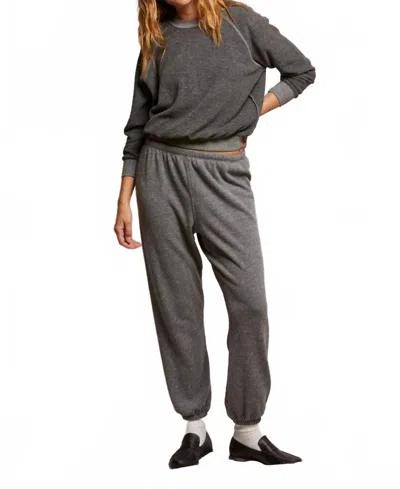 Perfectwhitetee Ziggy Inside Out Fleece Shrunken Crewneck Sweater In Dark Heather Gray In Multi