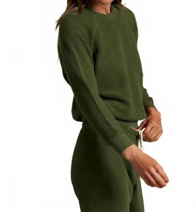 Perfectwhitetee Ziggy Reverse Fleece Shrunken Crew Neck Sweatshirt In Fern Green