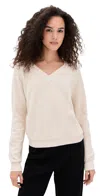 Perfectwhitetee Zuri Reverse Fleece V Neck Sweater Sugar In White
