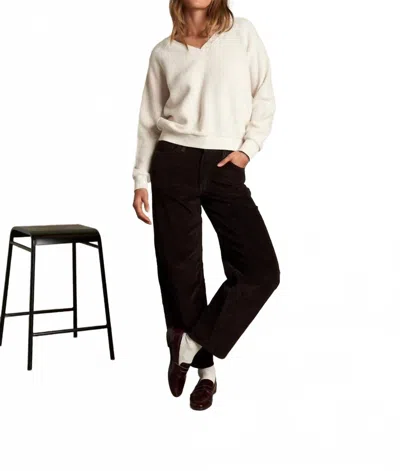 Perfectwhitetee Zuri Reverse Fleece V Neck Sweatshirt In Sugar In Neutral