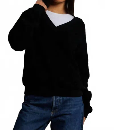 Perfectwhitetee Zuri V Neck Sweatshirt In True Black