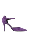 Pergiò Woman Pumps Purple Size 10 Leather
