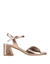 Pergiò Woman Sandals Copper Size 8 Leather In Animal Print