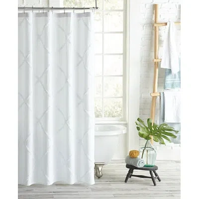 Peri Home 100% Cotton Geometric Single Shower Curtain In White
