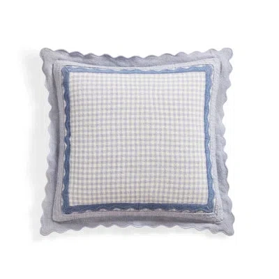 Peri Home 20x20 Gingham Scallop Decorative Pillow Blue