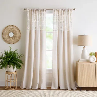 Peri Home Bahia Curtain Panel Pair Linen In Beige