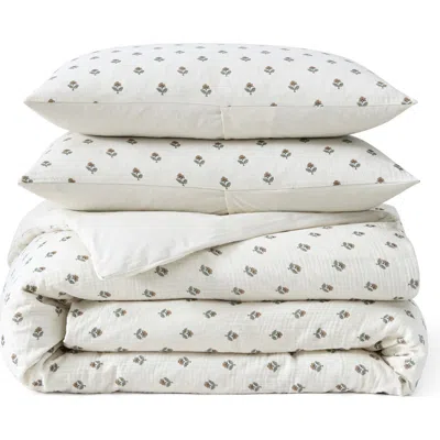 Peri Home Block Print Gauze Comforter & Shams Set In White