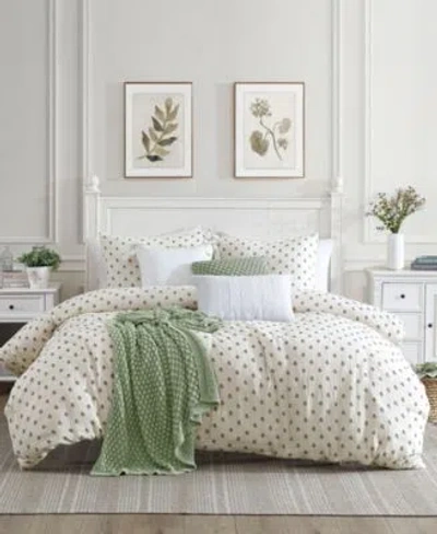 Peri Home Block Print Gauze Cotton Duvet Cover Set In White