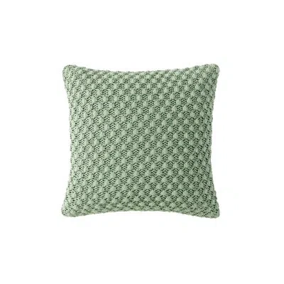 Peri Home Block Print Gauze Crochet Knit 20in X 20in Decorative Pillow Sage In Green