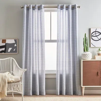 Peri Home Cargo Stripe Grommet Curtain Panel Pair In Indigo