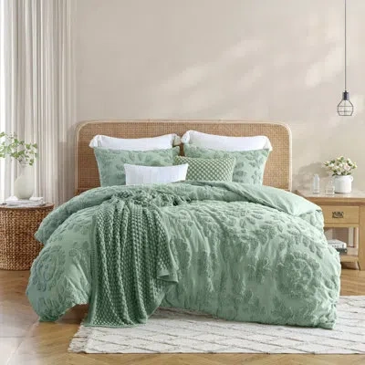 Peri Home Chenille Laurel Duvet Set In White