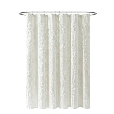 Peri Home Chenille Laurel Shower Curtain In White