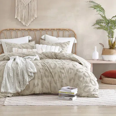 Peri Home Chenille Leopard Comforter Set Linen In Gray