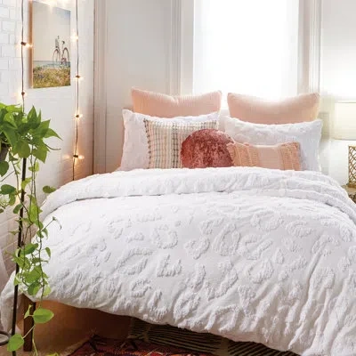 Peri Home Chenille Leopard Duvet Cover Set In White