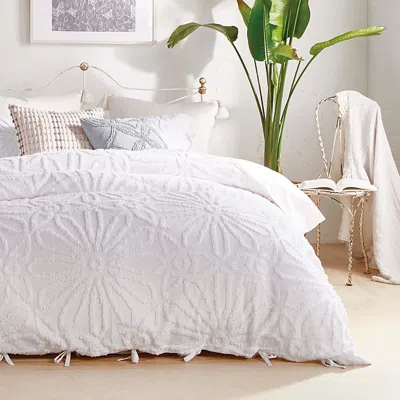 Peri Home Chenille Medallion Duvet Cover Set, King In White