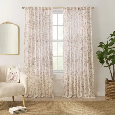 Peri Home Confetti Floral 63"back Tab Pink 2pk Curtain Panel W/totebag