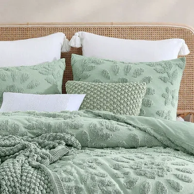 Peri Home Crochet Knit Square Throw Pillow In Green