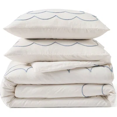 Peri Home Daydream Scallop Duvet Cover & Pillow Shams Set In White