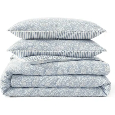 Peri Home Eyelet Ikat Print Duvet Cover & Shams Set In Blue