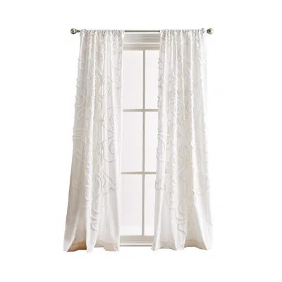 Peri Home Gates Tufted Chenille 108 X 50 Poletop Window Panel, Pair In Winter White