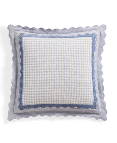 Peri Home Gingham Scallop Decorative Pillow, 20" X 20" In Blue