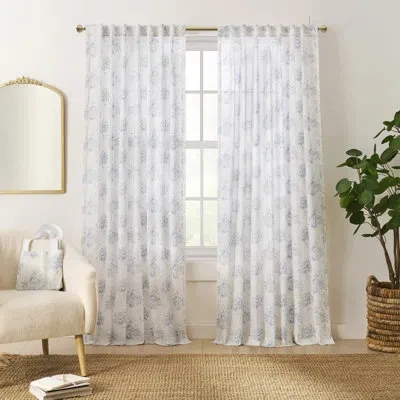 Peri Home Heirloom Rose 63"back Tab Blue 2pk Curtain Panel W/totebag