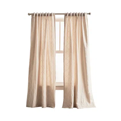Peri Home Mallorca Embroidery 95 X 42 Back Tab Window Panel, Pair In Linen