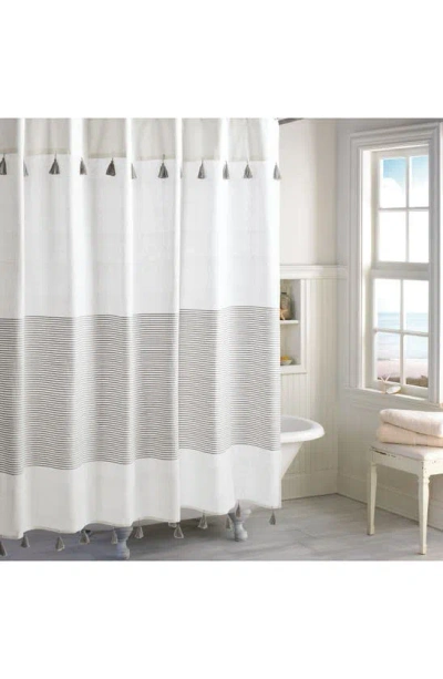 Peri Home Panama Stripe Shower Curtain In White