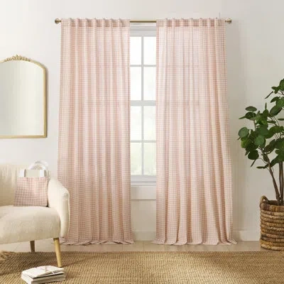 Peri Home Picnic 63"backtab Pink 2pk Curtain Panel W/tote Bag