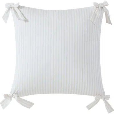 Peri Home Pinstripe Bow Accent Pillow In Taupe