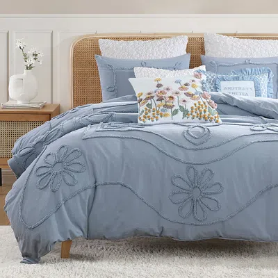 Peri Home Retro Scroll Comforter Set, Full/queen In Blue