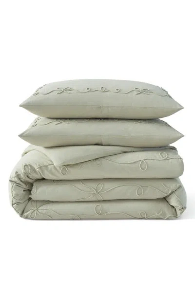 Peri Home Sasha Bows Duvet Cover & Sham Set In Green