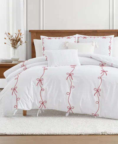 Peri Home Sasha Bows Embroidered 2-pc. Duvet Cover Set, Twin In White