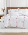 Peri Home Sasha Bows Embroidered Duvet Cover Set In White