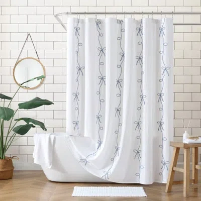 Peri Home Sasha Bows Shower Curtain  72 X 72 In Blue