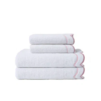Peri Home Scallop 2 Bath + 2 Hand Towel Set In Pink