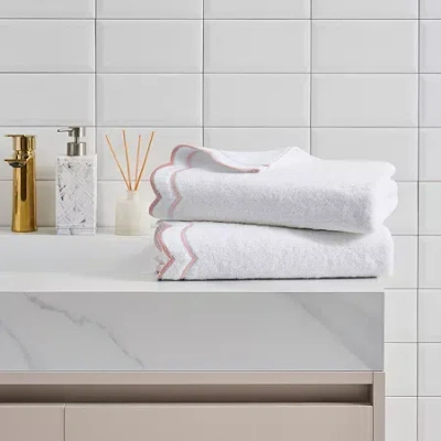 Peri Home Scallop 2-pc. Bordered Bath Towel In White