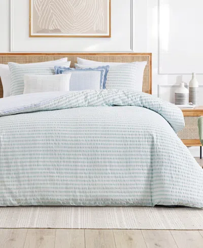 Peri Home Seersucker Stripe 3-piece Comforter Set, King In Blue