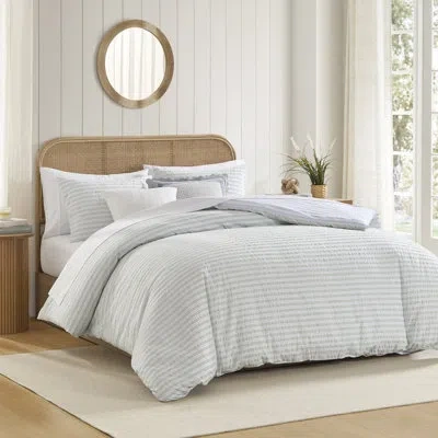 Peri Home Seersucker Stripe Comforter Set Green (set Of 3) In Gray