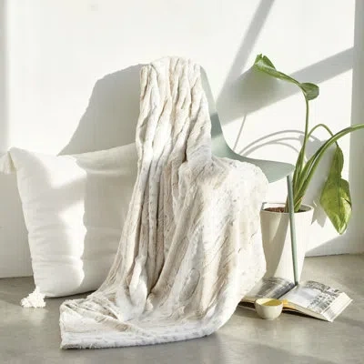 Peri Home Snow Leopard Polyester Throw In Ivory