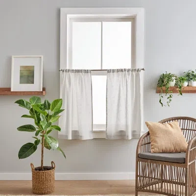 Peri Home Solid Color Linen Tailored 30'' Cafe Curtain In Silver