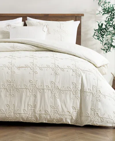 Peri Home Trellis Rose 3-piece Comforter Set, Full/queen In White