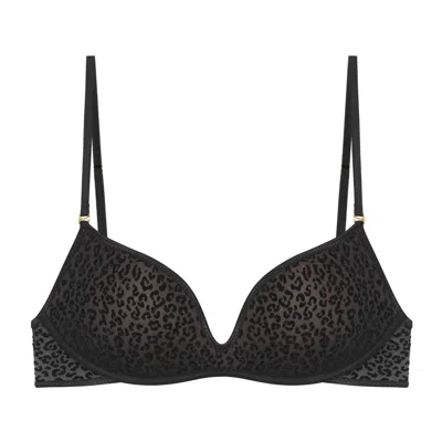 Perilla Women's Black Wild Panther Monocup Bra Push Up