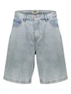 Perks And Mini Contrast-stitching Denim Shorts In Blue