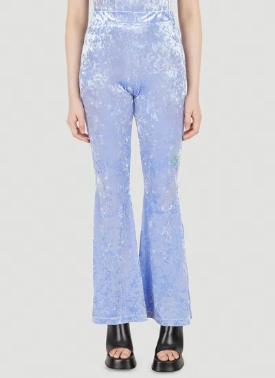 Perks And Mini P.a.m. High Waist Flared Velvet Trousers In Blue