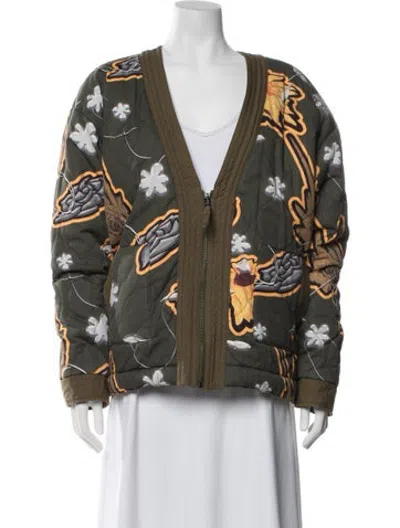 Pre-owned Perks And Mini Floral Print Jacket In Green