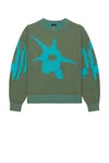 Perks And Mini Kuu Crew Neck Sweater In Green & Blue